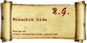 Mikschik Gida névjegykártya